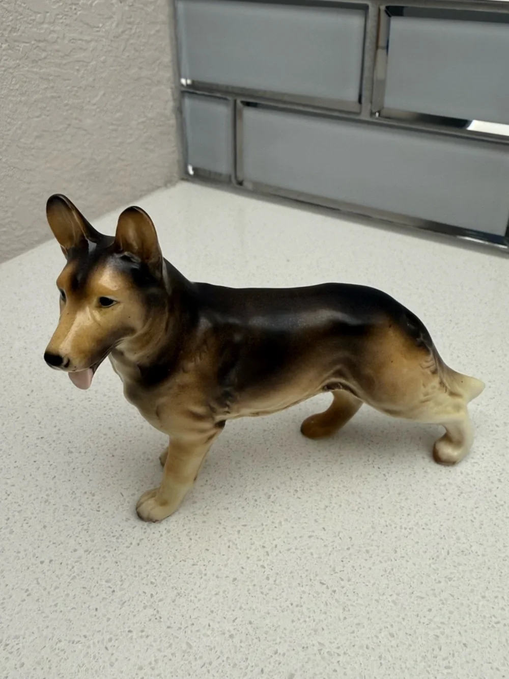 Vintage German Shepherd Ceramic Porcelain Dog Figurine 1950s 1960s